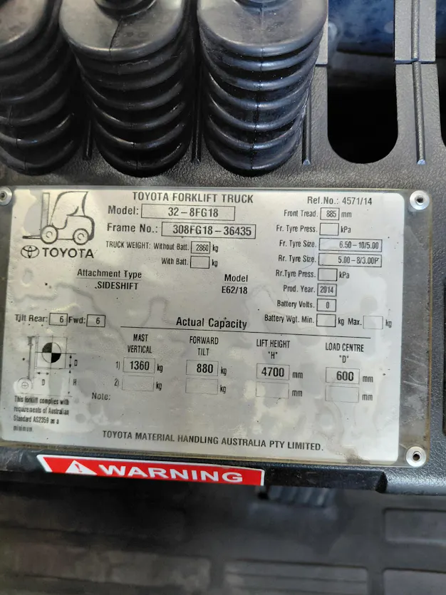 Used Toyota 1.8T Forklift Gallery Image 7