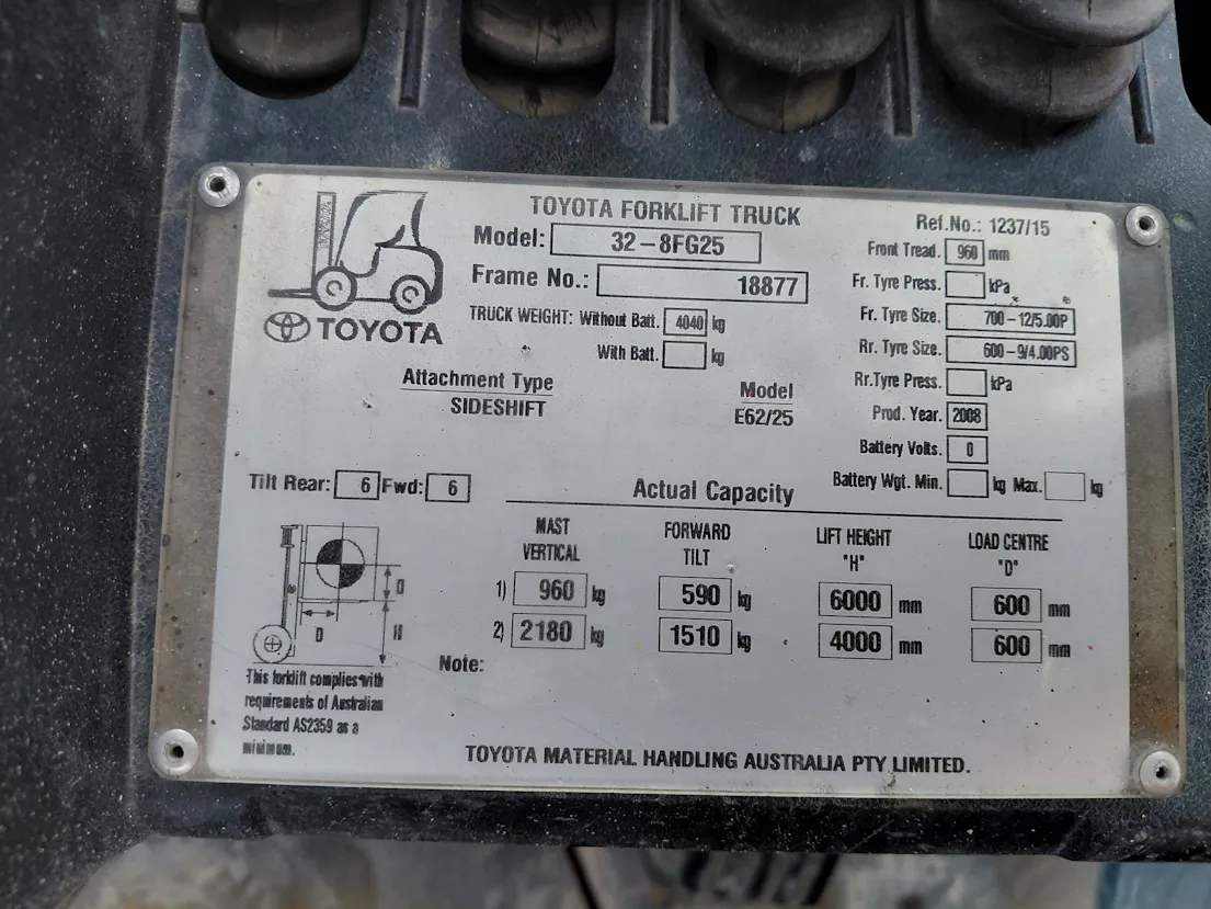 Used Toyota – 2.5T LPG Forklift Gallery Image 4