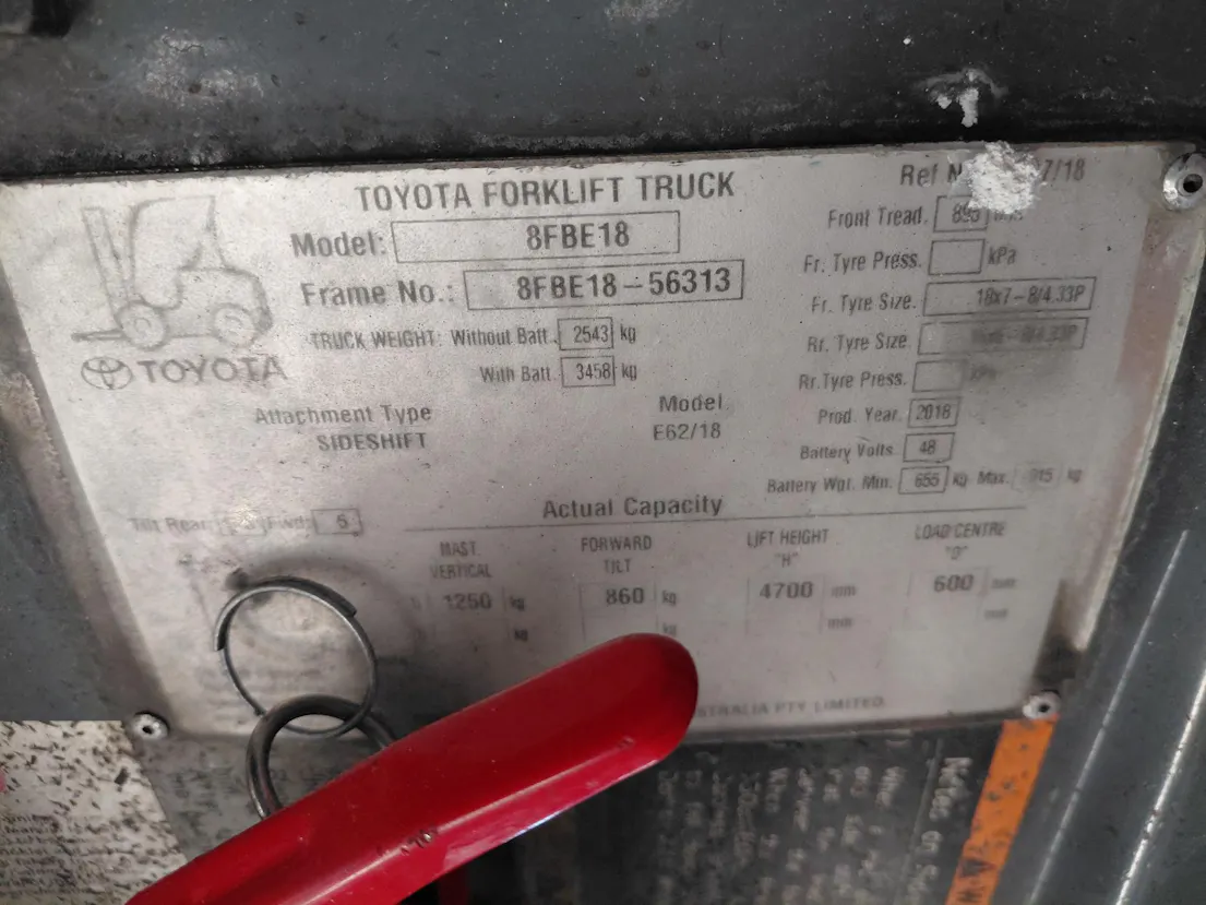 Used Toyota Forklift – 8FBE18 Gallery Image 4