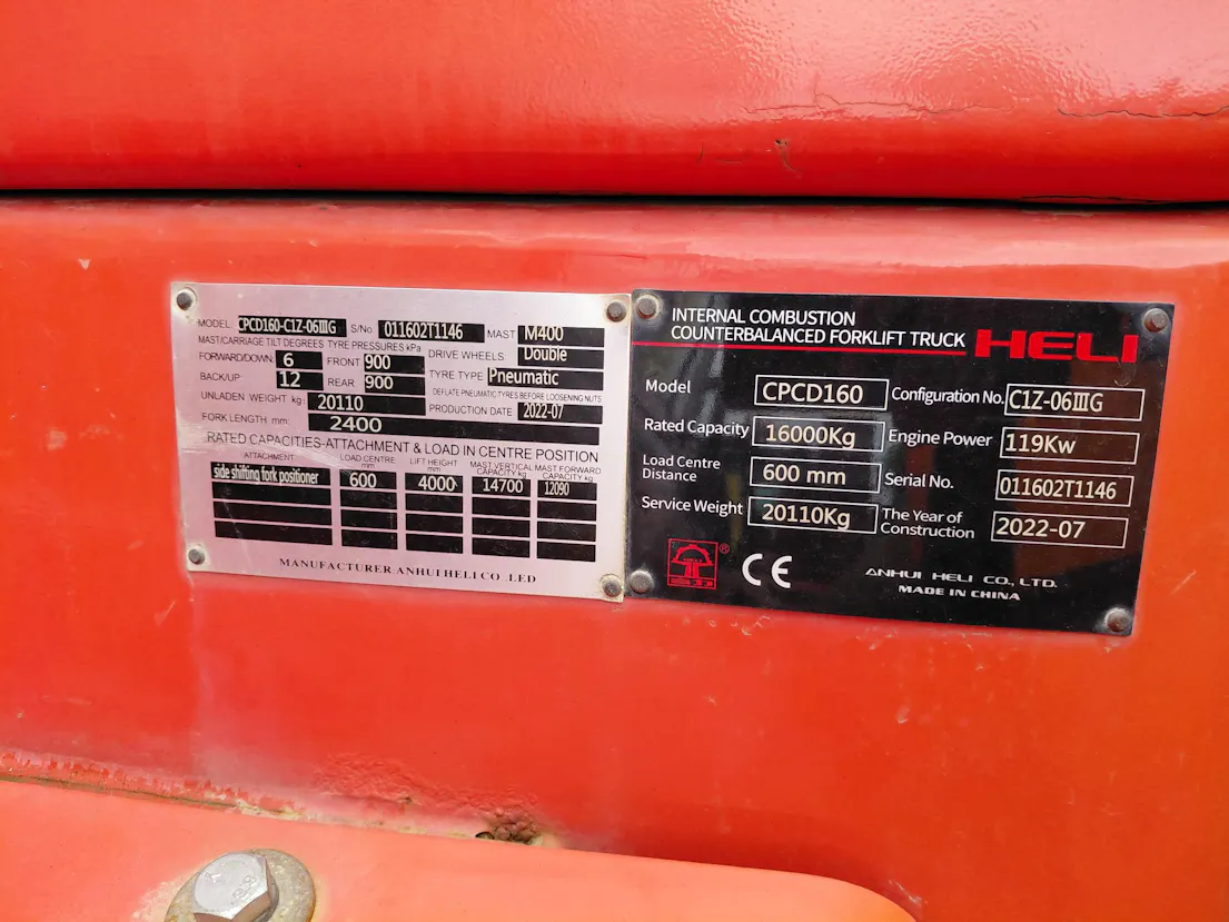 Heli 16t Forklift Gallery Image 7
