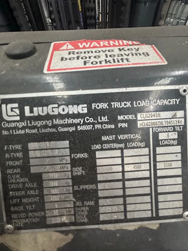 Used Liugong CLG2045 Diesel Forklift – High Capacity & Reliable Gallery Image 5