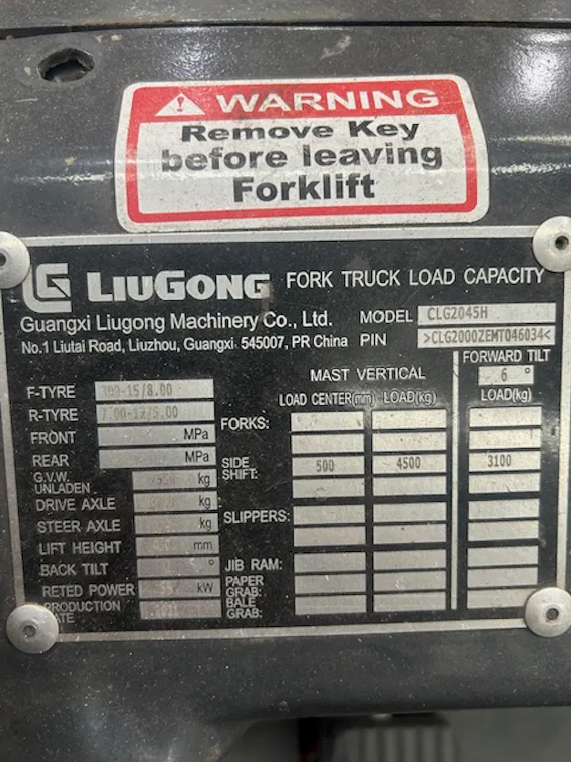 Used Liugong CLG2045 Diesel Forklift – Heavy-Duty Performance Gallery Image 7
